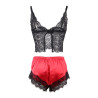 Subblime - 953966 Chemise De Nuit Décontractée En Soie + Pantalon En Dentelle Noir/Rouge L/Xl